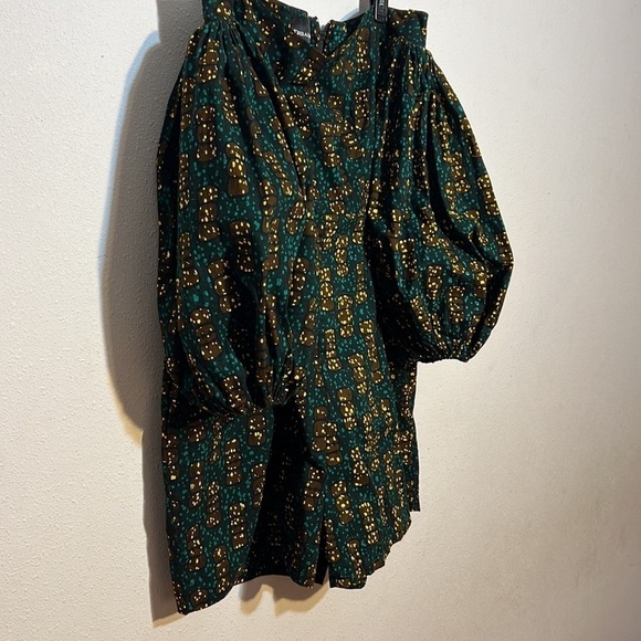 TRIBALBYN Womens African Abstract Off Shoulder Bell Sleeves Romper Size XXL - Picture 5 of 16